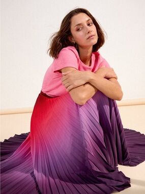 Ombre Pleated Midi Skirt - French brand